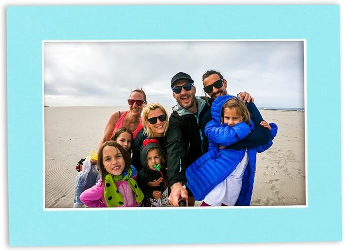11x14 Mat Bevel Cut for 8.5x11 Photos - Acid Free Aquamarine Blue Precut Matboard - For Pictures, Photos, Framing - 4-ply Thickness