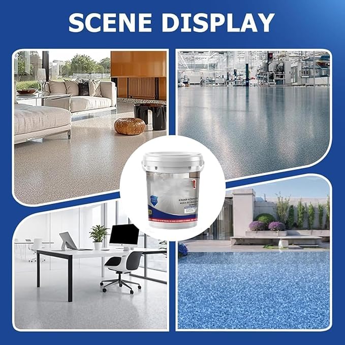 Epoxy Floor Paint, Epoxy Colored Sand Floor Paint, High-Gloss Marble Effect Self-Leveling Coating, Waterproof, Non-Slip, Ultra-Durable for Garage, Basement, Wood Floors (Sesame Gray,44 lb)