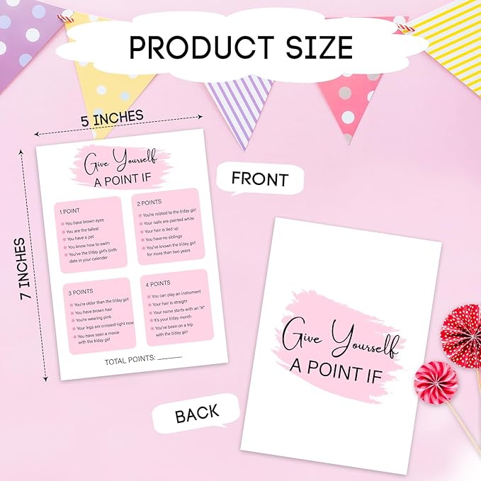 Birthday Party Game - Give Yourself A Point If, Birthday Party Activity Favor, Set of 20 Games Cards, Birthday Supplies, Activity, Decorations -B10