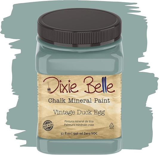 Dixie Belle Paint Company Chalk Finish Furniture Paint - Vintage Duck Egg (32oz) - Matte Light Blue Chic Chalk Mineral DIY Furniture Paint