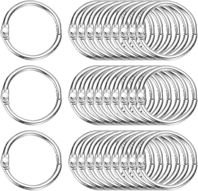 PATIKIL 0.8" x 1" Loose Leaf Binder Rings, 30 Pcs Metal Book Rings Nickel Keychain Ring for Paper Index Cards Flash Card Notebook Rings Office Home Book Binder, Silver Tone