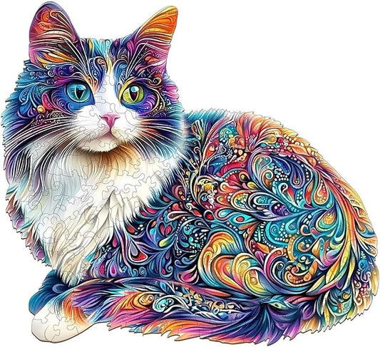 Lazy Cute Cat Wooden Puzzles 95 Pieces Puzzles Gifts for Adults 8.5x7.7in Wooden