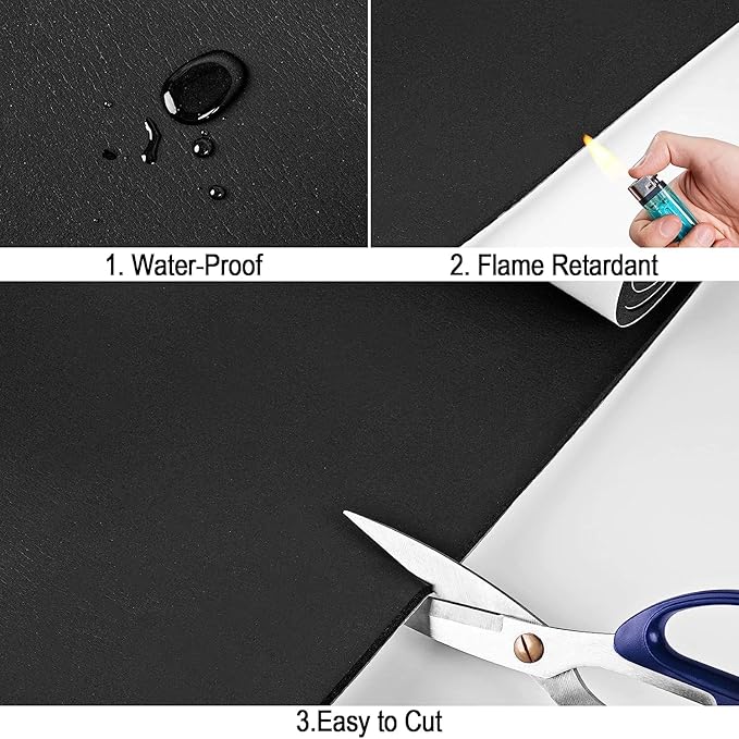 Neoprene Sponge Rubber Foam Sheets with Adhesive Backing, 12" x 81" x 1/16" Black Foam Roll Insulation Board Soundproof Neoprene Mat, Great for Cosplay Padding, DIY, Gaskets, Costume, Crafts