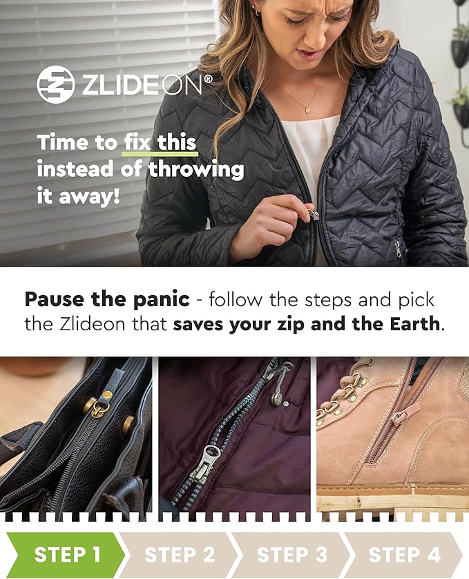 ZlideOn Zipper Pull Replacement - 5pcs, Black, Normal - Instant Zipper Replacement Slider Multipack