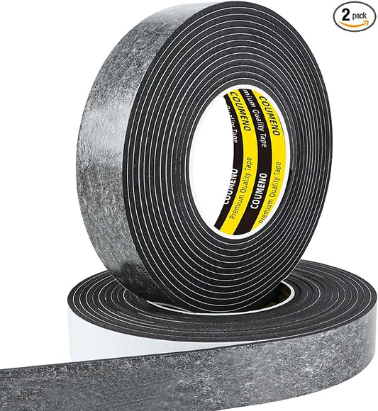 2 Pack EVA Single-Sided Adhesive Black Foam Tape, 1.2inx9.84FT Single-Sided Sealing Strip Foam Pad Sponge Tape Window Weatherproof, Self-Adhesive Insulation Sealing Tape
