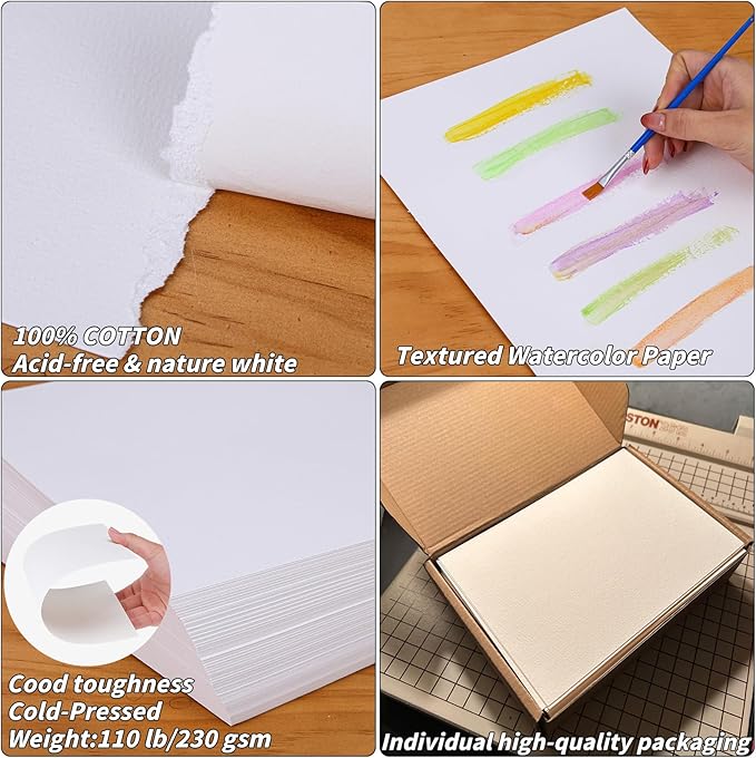 150 Sheets Cotton Watercolor Paper Pad-230GSM Art Paper-9 x 12 inch Painting & Craft Paper, Finger Paints, Watercolor, Tempera, Drawing, Art Room & Home School Crafts