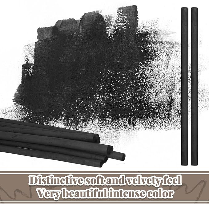 Gueevin 50 Pcs Willow Charcoal Sticks, Willow Charcoal, Artists, Beginners, Students, Perfect for Sketching, Drawing, Shading, and Fine Art Christmas Gifts for Art (7-9mm)