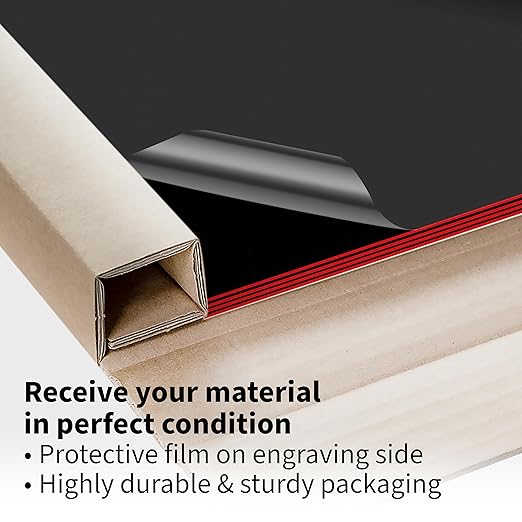 Trotec TroLase | 12"x24"x1/16", 4 Pcs | Black/Red | 2 Ply | Modified Acrylic | Laser Engraving Double Color Plastic Sheet | Engraving Blanks for Laser, Saw, Guillotine | Made in USA