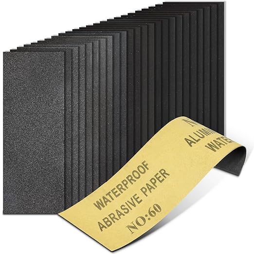 20PCS Sand Paper 60 Grit Sandpaper Sheets, 9 x 3.6 Inch Wet Dry Sandpaper Sheets, Sand Paper for Metal, Wood Furniture, Automotive and Crafts