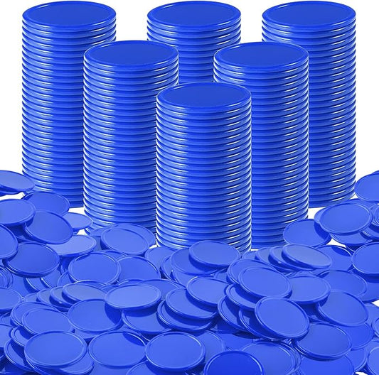 Coopay 1 1/2 Inches Plastic Poker Chips Learning Counters Disks Bingo Chip Counting Discs Markers for Math Practice and Poker Card Game Tokens, Teaching Rewards, 200 Pieces (Blue)