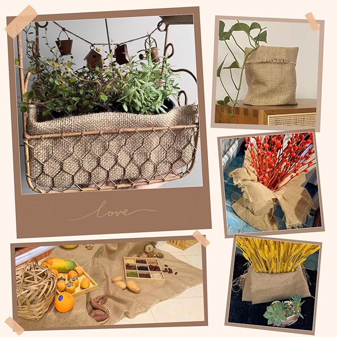 60" x60 Feet Premium Natural Burlap Fabric Roll – Multipurpose for Gardening, Weddings, Crafts & Holiday Decor – Wedding Aisle Runner, Halloween/Christmas Burlap, Weed Barrier & More