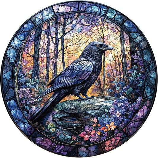 Wooden Puzzles for Adults, Wooden Jigsaw Puzzles, Exquisite Raven Puzzle, Gifts for Family or Friends for Any Holiday.（11.4 * 11.4 in 200pcs）