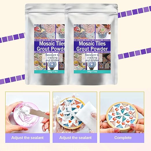 Mosaic Grout, Mosaics Tile Tools, Mosaic Tile Accessories – Essential for Handmade Grouting and Perfect for DIY Craft Projects (Gray, 250G)