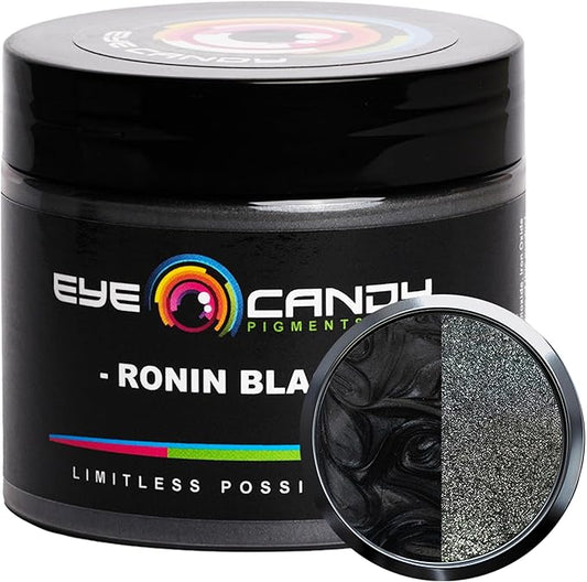 Eye Candy Pigments Premium Black Mica Powder - Ronin Black (50gr) - for Epoxy, Resin, Soap, Paint, Woodworking, Acrylic Pouring, Bath Bombs, Fishing Lures - DIY Arts and Crafts Additive