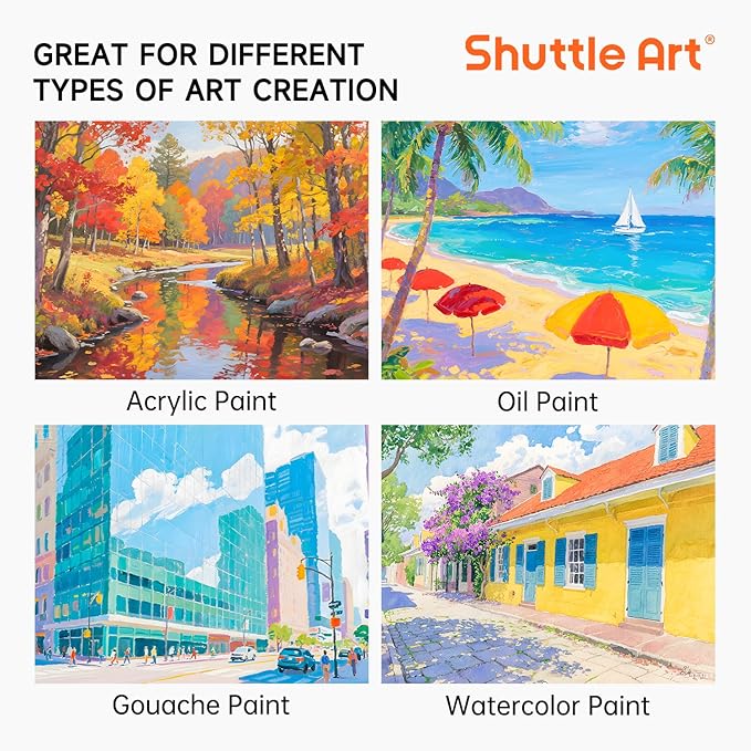 Shuttle Art Painting Canvas Panels, 36 Pack, 5x7, 8x10in (18 of Each), 100% Cotton, Primed White Canvas Boards for Painting, Blank Canvases for Kids, Adults & Artists for Acrylic and Oil Painting