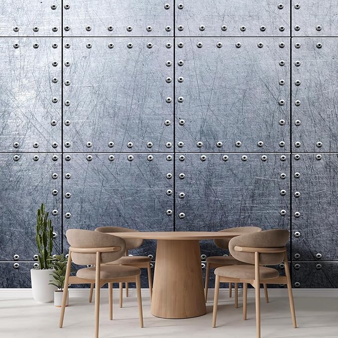 wall26 Wall Sticker/Wall Mural Metal Background, Not Peel and Stick, Non-Woven Wallpaper Decorative for Bedroom, Living Room, Office - 108x120 inches