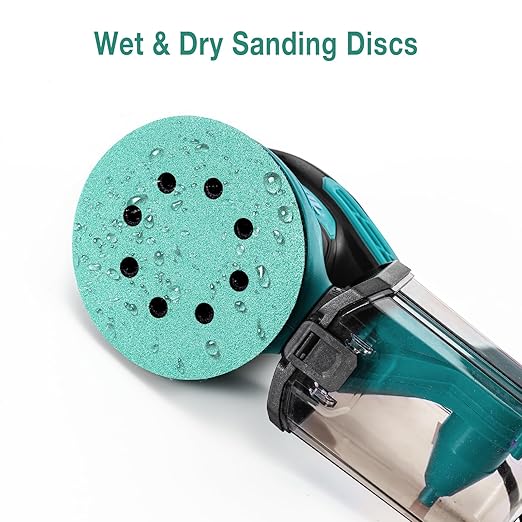 5-Inch 8-Hole Wet Dry Sanding Discs 150 Grit, Polyester Film Backed Heavy-Duty Hook and Loop Sandpaper for Random Orbital Sander, 50-Pack