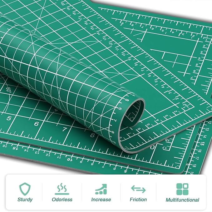 DIYSELF Cutting Mat - 9in12in, A4 Size, Double-Sided, Rotating Mat for Crafts, Sewing, Quilting & More