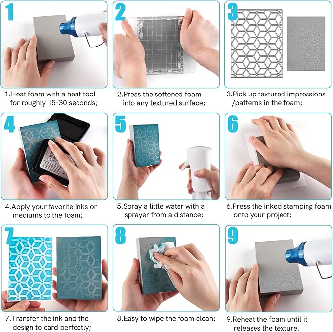 BAOFALI 4 Pcs Stamping Foam Grey Moldable Foam Stamps Plastic Dry Foam Stamp Pad Cut and Dry Foam Stamping Foam Block for Sculpture, Modeling, DIY Arts and Handicrafts Projects
