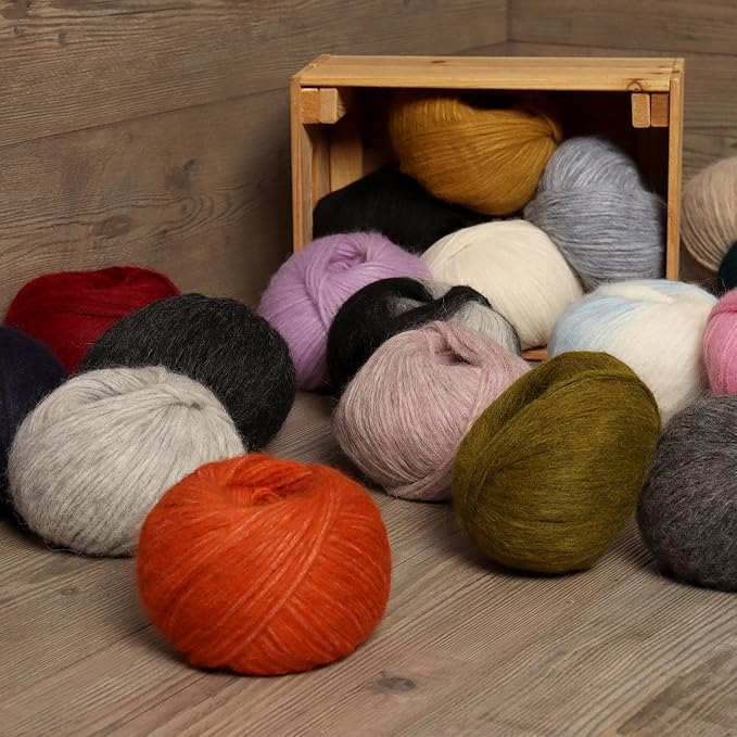 Pullu - Baby Alpaca Merino Wool Yarn Set of 3 Skeins (150 Grams) Worsted Weight - Sourced Directly from Peru - Heavenly Soft and Perfect for Knitting and Crocheting (Heather Beige)