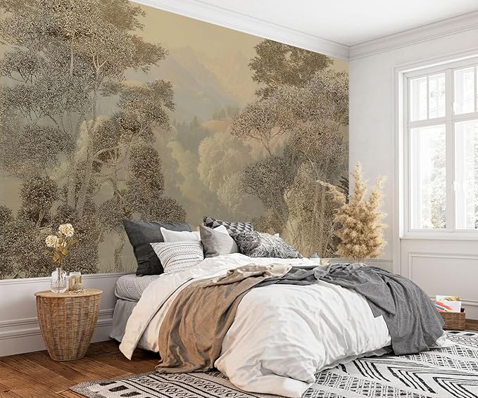 AFZEVEB-Tropical Jungle Wallpaper Landscape Tree Wall murals for Bedroom 159"x107"(Not Peel and Stick)