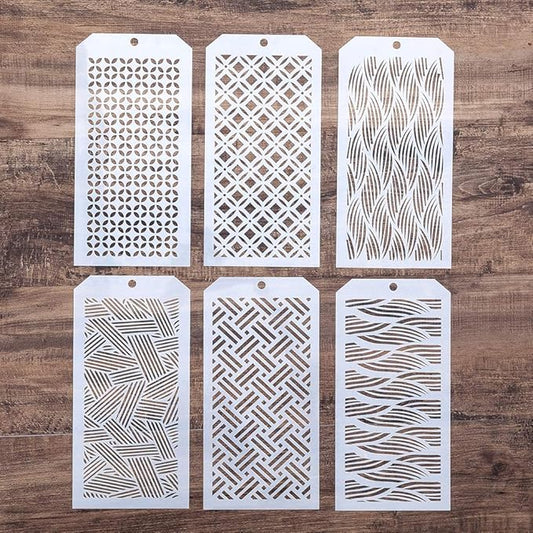 DIY Decorative Wave Stencil Template for Scrapbooking Painting on Wall Furniture Crafts, Set of 6 (Wave)