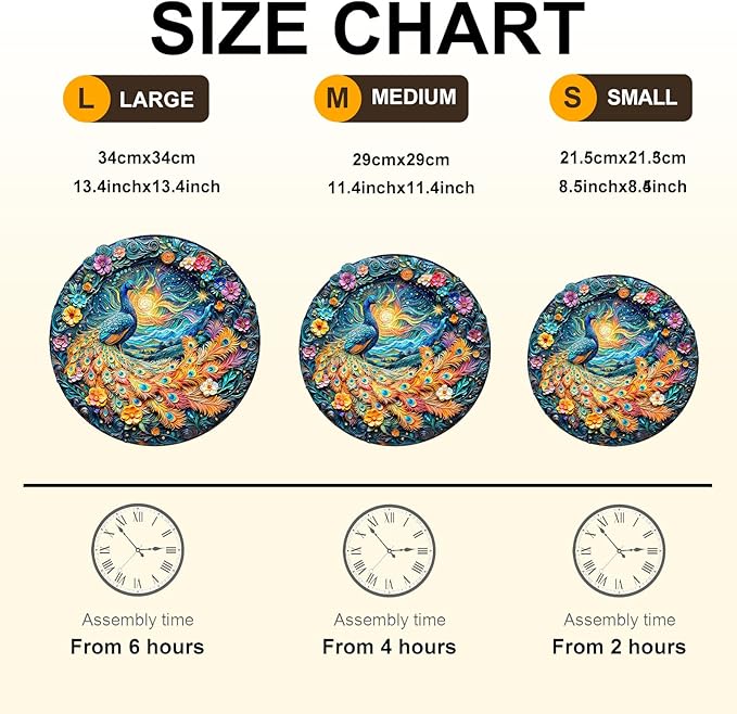 Wooden Puzzles for Adults,Peacock Puzzle, Unique Shaped Wooden Jigsaw Puzzles for Adults, Family Puzzle(13.4 * 13.4 in 300pcs)
