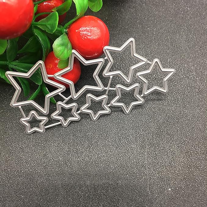 Metal Cutting Dies DIY Embossing Stencil Template Scrapbooking Card Making Mold Photo Album Arts Crafts Tools (8 Stars- 7.8x4cm)