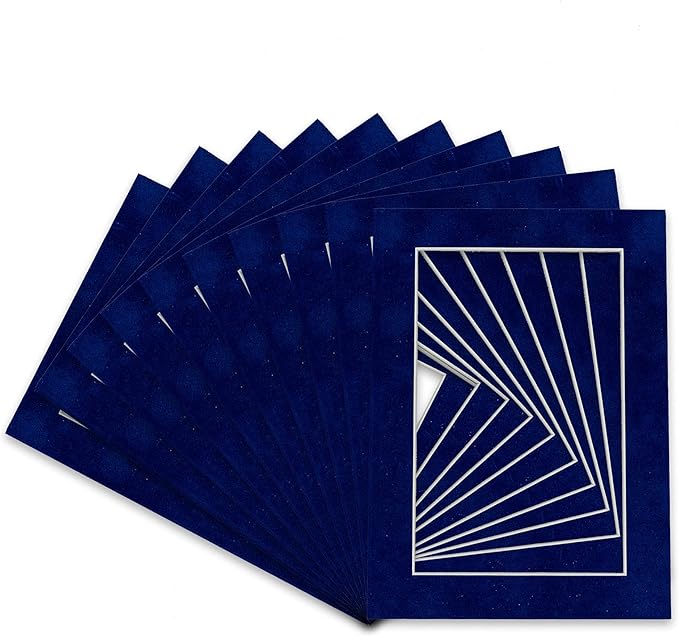 Pack of 25 Acid Free 11x14 Mats Bevel Cut for 8.5x11 Photos - Brooke Blue Suede Precut Matboards For Pictures, Photos, Framing - 4-ply Thickness