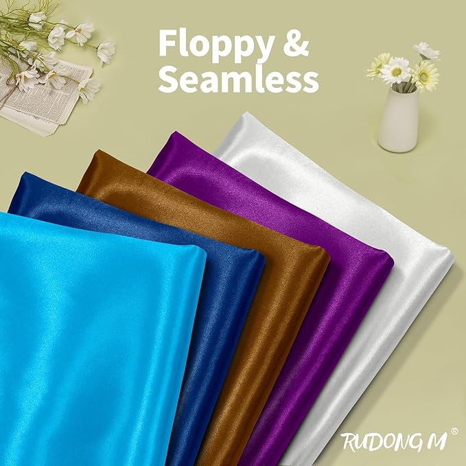 RUDONG M Aqua Blue Satin Fabric by The Yard, 1 Yard x 60 Inch Wide Silky Charmeuse Satin Fabric, Soft Satin Fabric for Wedding Decorations, Bridal Dress, Sewing, Accessories, DIY Crafts