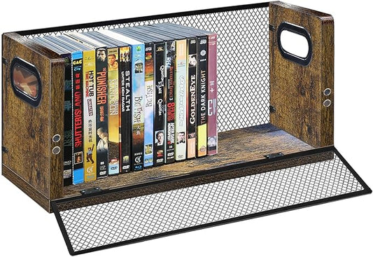 DVD Storage Shelve Blu ray Holder, DVD Rack Hold Up To 28 DVD Cases, Stackable DVD Tower also Used for CDs, Video Game Cases, Vhs Taps, Desktop organizer at Home Or Office