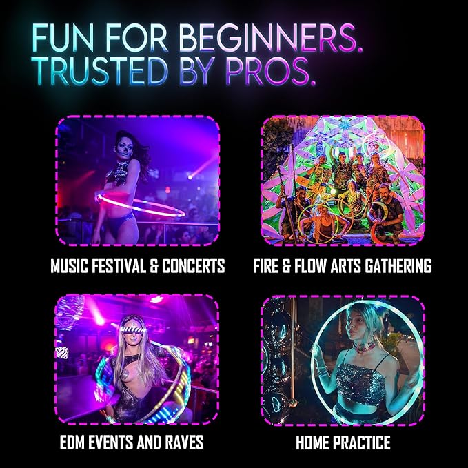 UltraHoop Remote LED Hoop - Wireless Control 60 Color Changing LED Lights w/ 300+ Modes & Patterns - Rechargeable Battery, HDPE Collapsible, Advanced to Beginner Hoola Hoops - 32” x 3/4" OD - UltraPoi