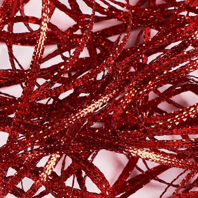 Red Thin Ribbon 1/8 inch Metallic Braided Double Faced Ribbons Curling Ribbons for Balloon String Crafts Gift Wrapping Party Wedding Christmas Ornaments Decoration 7 Yard x 3 Rolls