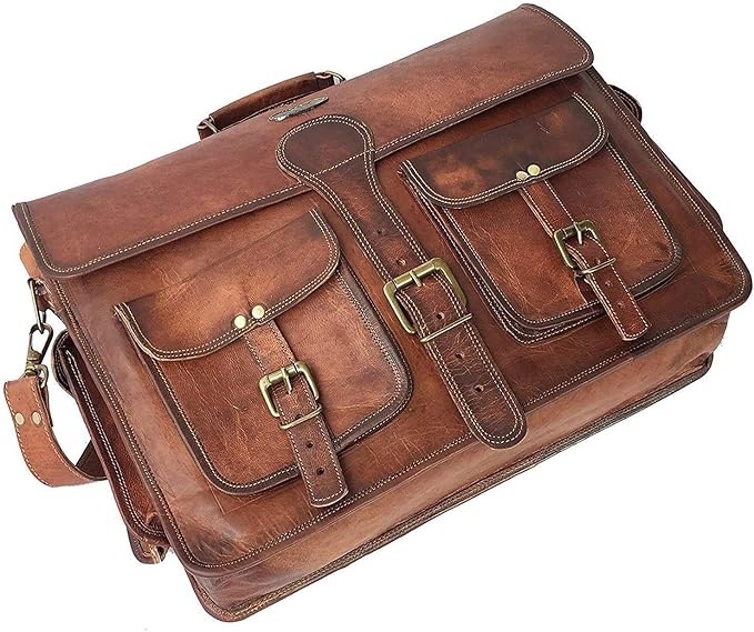 Cuero DHK 16 Inch Vintage Handmade Leather Messenger Bag Laptop Briefcase Computer Satchel Bag for Men & Women (16 Inch Medium)