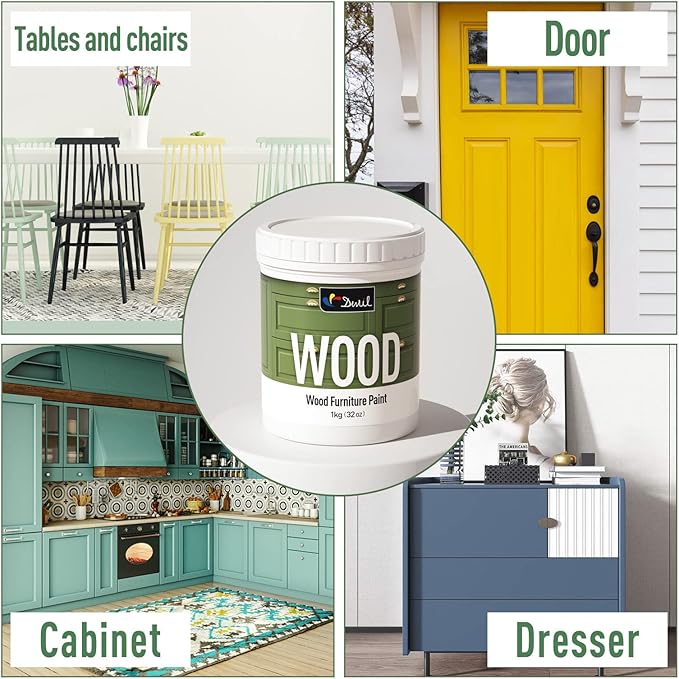 DWIL Matte Finish Furniture Paint - 32 Oz Wood Paint for Cabinets, Doors, Tables, and Dressers Refinishing - Water-Based, Non-Toxic & Odorless, Easy to Apply(White)-With Tools