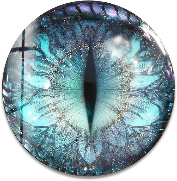 My Photostation.com 27.5''(70cm) Diameter Mystical Dragon Eye Round Glass Wall Art Tempered Glass Printing Wall Decor Large Wall Art Wall Hangings
