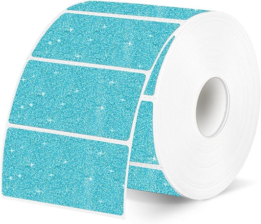 2"x1" Holographic Thermal Labels Stickers, Glitter Direct Thermal Printer Labels, Waterproof Self-Adhesive Address Shipping Label Stickers, 300 Sheet/ 1 Roll, Holographic Shiny Blue