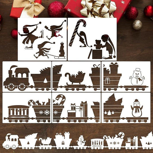 Christmas Stencils for Window Glass Large Christmas Stencil Reusable Winter Forest House Village Holiday Drawing Templates for Painting on Window Wall Doormat Glass Wood