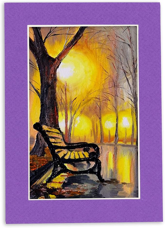 11x14 Mat for 8.5x11 Photo - Precut Purple Picture Matboard for Frames 11 x 14 Inches - Bevel Cut Matte to Display Art 8.5 x 11 Inches - Acid Free Pack of 10 MATS with Backing Boards & Clear Bags