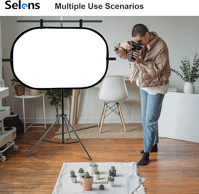 Selens 23.6x35.4in/60x90cm Oval Light Reflector Diffuser, Collapsible Soft Light Diffusion with Carrying Bag for Photo Studio Photography