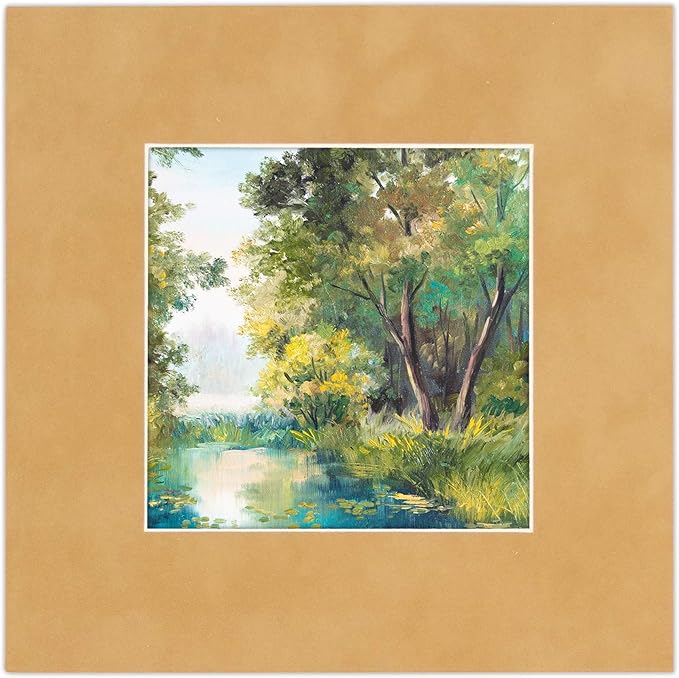 Pack of Ten Acid Free 11x14 Mats Bevel Cut for 8.5x11 Photos - Beige Suede Precut Matboards With Backing Boards and Self Seal Photo Mat Bags For Pictures, Photos, Framing - 4-ply Thickness