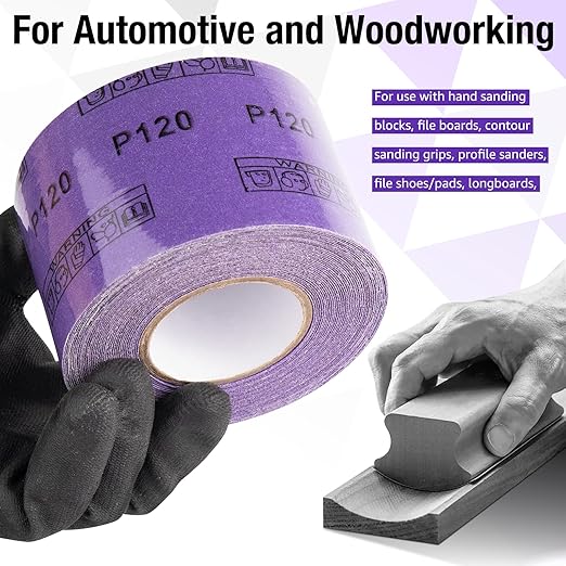 220 Grit PSA Purple Film Ceramic Sandpaper Roll, 2-3/4" Wide Continuous 20 Yard Longboard Sanding Roll Wet Dry Sanding Blocks Self Adhesive Sticky Back Sanding Sheets for Woodworking Automotive