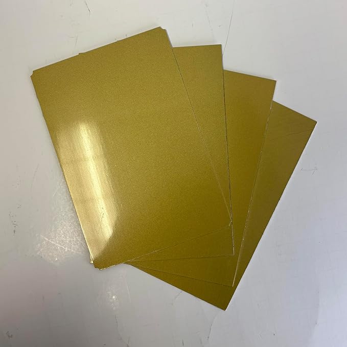 Blank Metal Plates for Laser Engraving - 4 Pack | Aluminum Sheets 0.020" Thick | CO2, Diode, Fiber Laser Compatible | Multiple Sizes & Colors (Gold (engraves black), 1x6.25 inch)