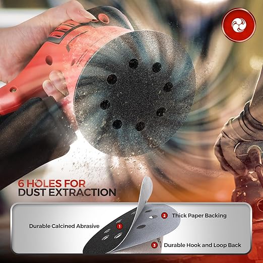 50PCS 5 inch Wet Dry Sanding Discs 1000/1200/2000/3000/5000 Grit, Silicon Carbide Orbital Sander Hook and Loop Sandpaper, Best for Metal, Automotive Sanding