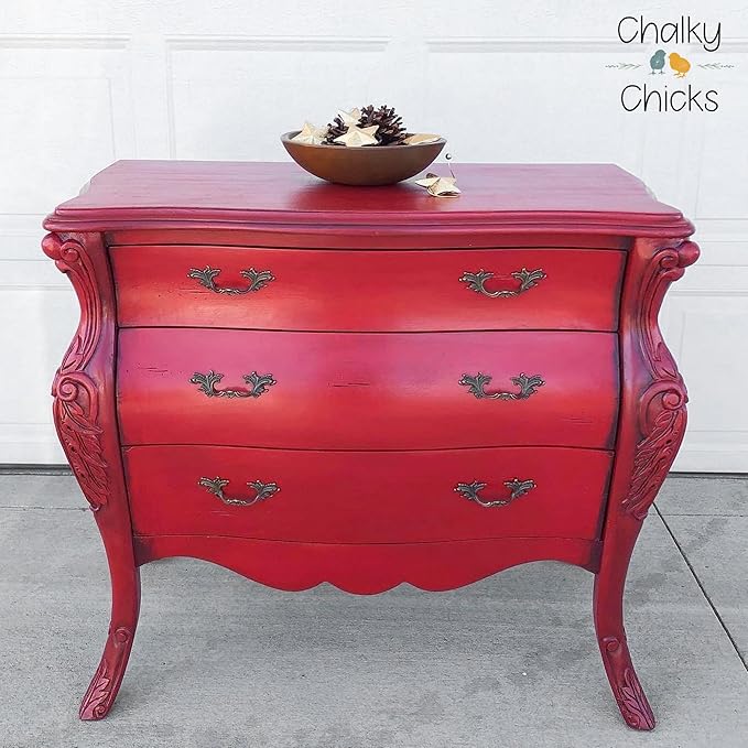Chalky Chicks All-in-One Chalk Paint for Furniture or Cabinet - 16 Fl Oz - Matte Finish Firecracker (Red) for Metal, Wood Furniture Paint - No Sanding All-in-One for Home Decor & Crafts, USA Made