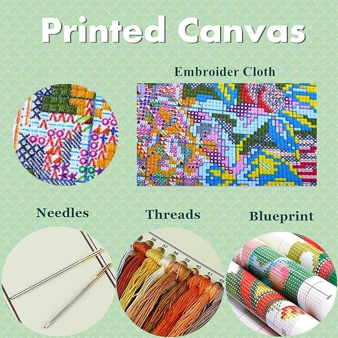Joyhoor Cross Stitch Kits for Beginners Stamped Cross-Stitch Supplies Needlework preprint Embroidery Kits for Adults DIY Needlepoint Kits Embroidery Patterns 11CT- Magic Mandala 18x18 inchs