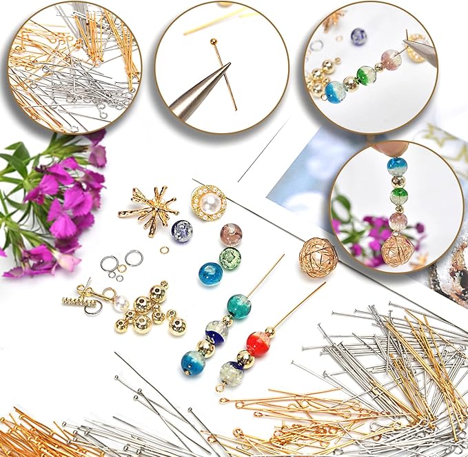 100pcs 18K Gold Filled Ball Pins Non Tarnish Craft Earring Bracelet Jewelry Making Accessories Supplies (70mm (2.75in), Gold-Ball Pin)