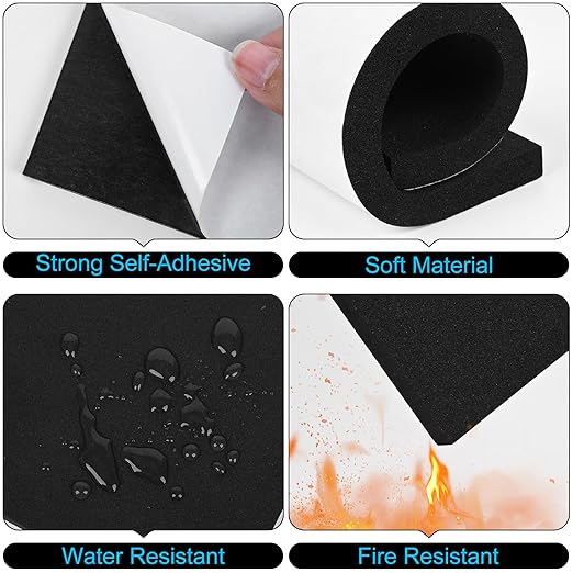 ToLanbbt 8 PCS Adhesive Foam Padding Sheets Closed Cell Neoprene Foam Sheet 1/2" Thick, 6" x 6" Self Stick Insulation Anti Vibration Pads Anti-Slip for Furniture, Cars, Speakers, DIY