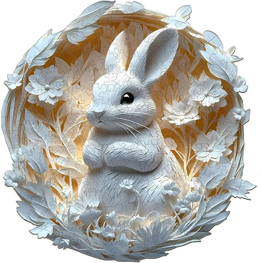 Wooden Puzzles Adults, 3D Paper Rabbit Puzzles 290 Pieces, Unique Animal Shaped Wood Challenging Jigsaw Christmas Puzzles Gifts for Adults, 13.4x13.1in