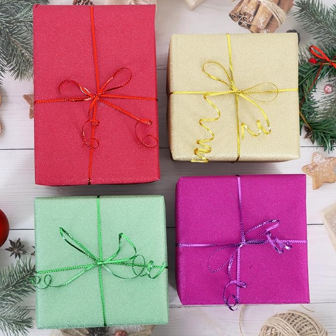 Purple Thin Ribbon 1/8 inch Metallic Braided Double Faced Ribbons Curling Ribbons for Balloon String Crafts Gift Wrapping Party Wedding Christmas Ornaments Decoration 7 Yard x 3 Rolls